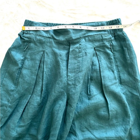 Athleta Playa Linen Borealis Green Wide Leg Crop Pants - Picture 14 of 14